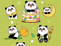 熊猫家族IP卡通形象插画吉祥物设计