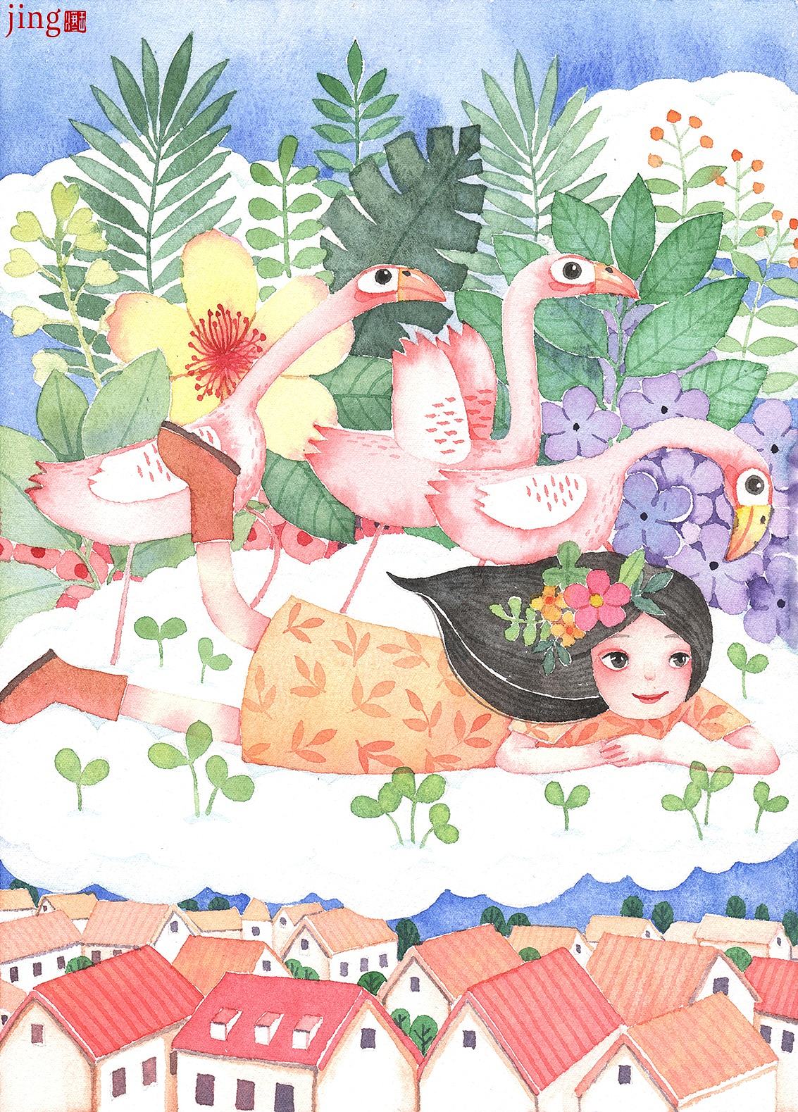 9 张治愈系手绘水彩人物插画|校园 / 国风 / 森系插画(图ZNDA4OTE5NTg4) - 商业插画 - 站酷设计师画儿晴天原创素材 - 站酷ZCOOL