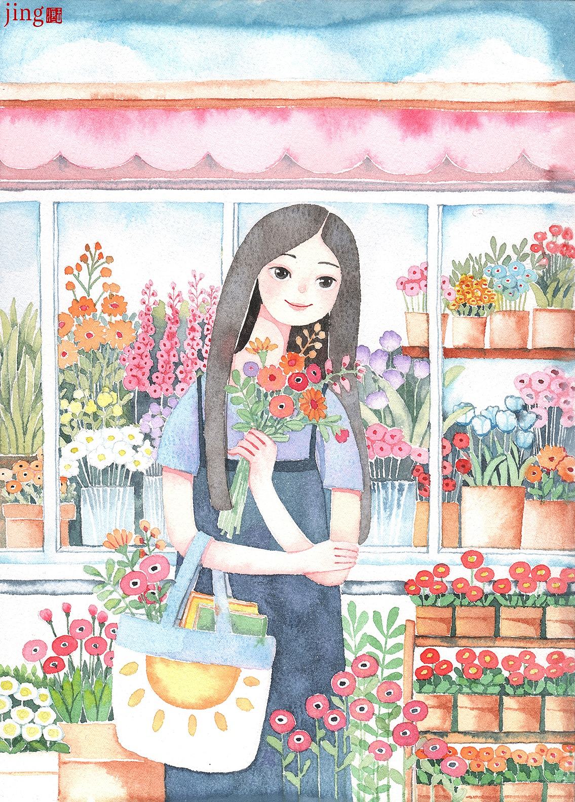 9 张治愈系手绘水彩人物插画|校园 / 国风 / 森系插画(图ZNDA4OTE5NTk2) - 商业插画 - 站酷设计师画儿晴天原创素材 - 站酷ZCOOL