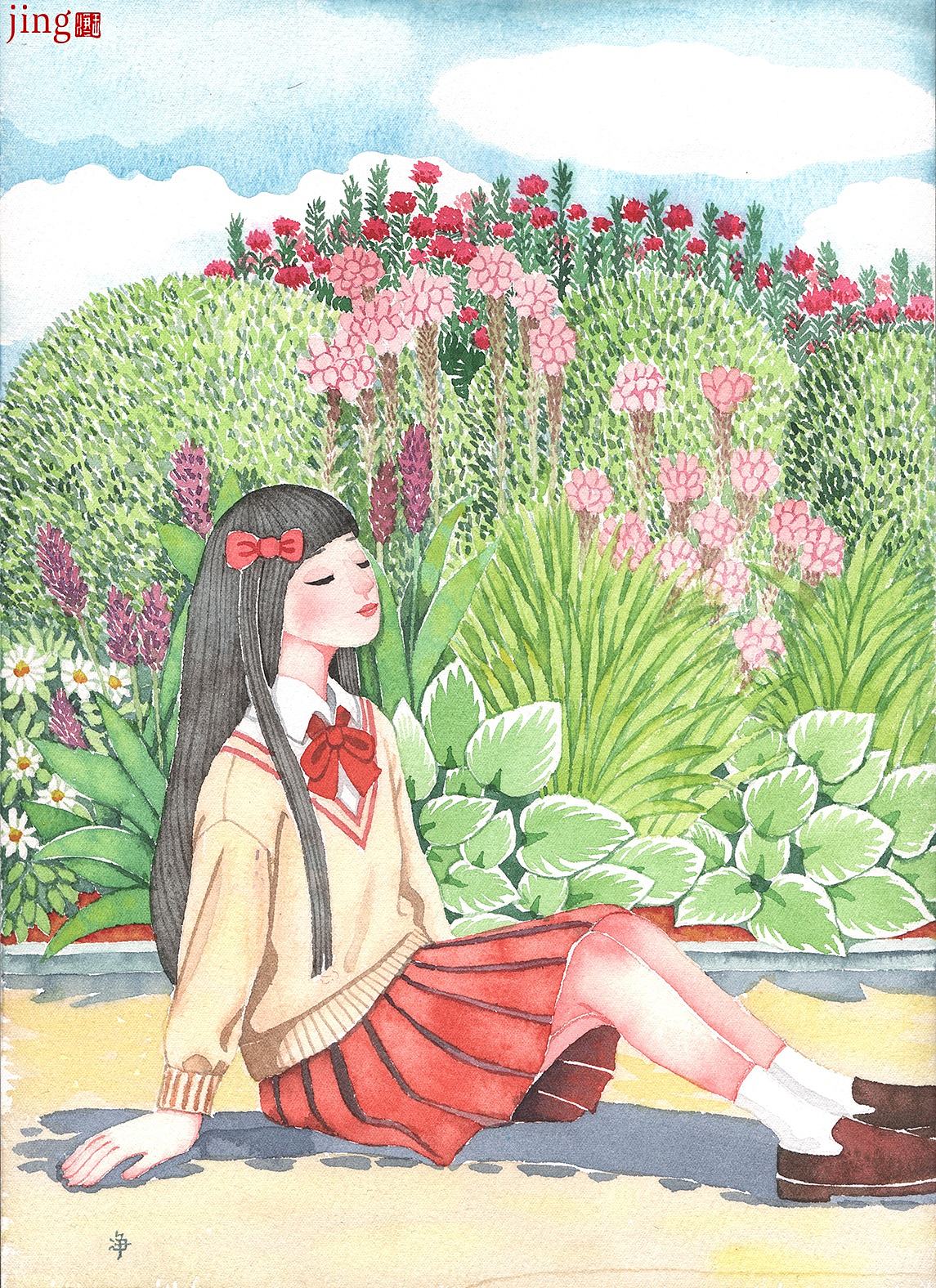 9 张治愈系手绘水彩人物插画|校园 / 国风 / 森系插画(图ZNDA4OTE5NjIw) - 商业插画 - 站酷设计师画儿晴天原创素材 - 站酷ZCOOL