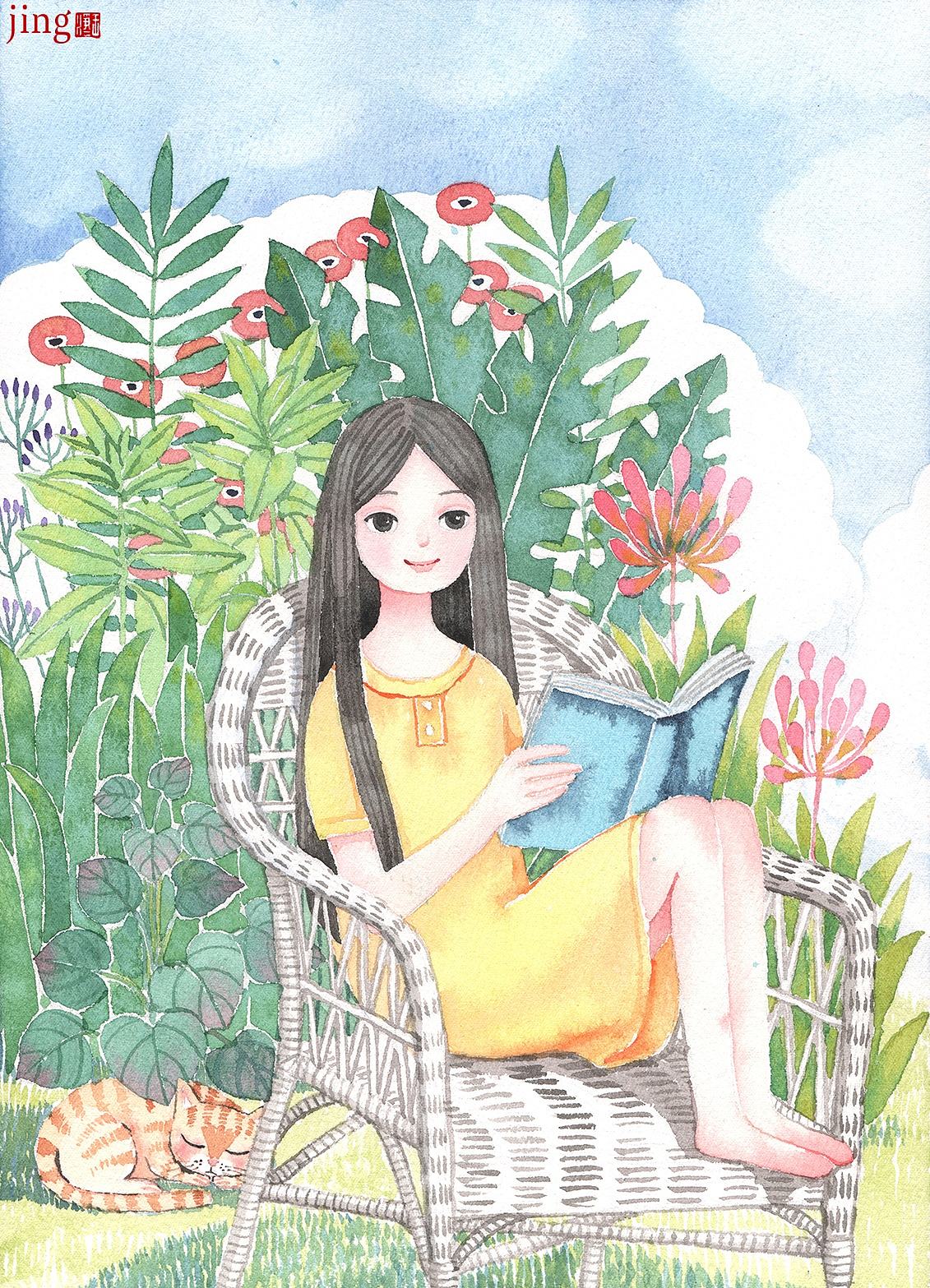 9 张治愈系手绘水彩人物插画|校园 / 国风 / 森系插画(图ZNDA4OTE5NjMy) - 商业插画 - 站酷设计师画儿晴天原创素材 - 站酷ZCOOL