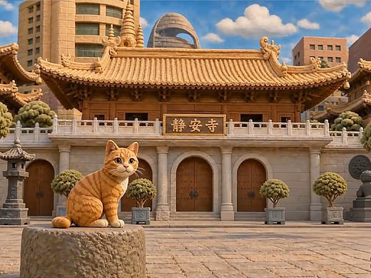 粘土风格3D橘猫AI动画