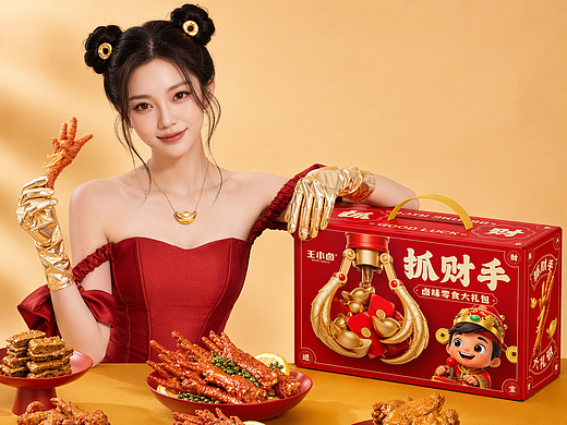 王小卤抓财手礼盒设计丨黄金手丨人人都来抓财进宝