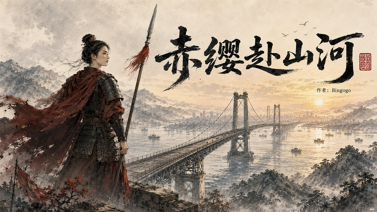 音乐MV《赤缨赴山河》巾帼情怀 现代数字水墨动画风（图ZNDA4OTQ0NTc2） - AI作品 - 站酷设计师会飞De冰原创素材 - 站酷ZCOOL