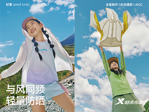 特步少年防晒系列形象大片 | 与风同频，轻量防晒