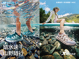实拍结合 AI，解锁户外溯溪质感大片｜特步少年 x 好事