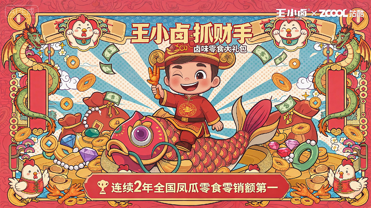 一爪捞万金-王小卤抓财手新年礼盒包装设计(图ZNDA5MDIzNjY4) - 包装 - 站酷设计师Z666259147原创素材 - 站酷ZCOOL