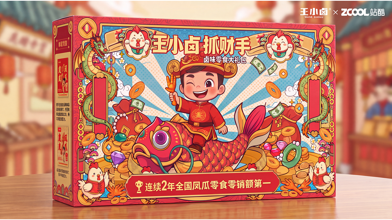 一爪捞万金-王小卤抓财手新年礼盒包装设计(图ZNDA5MDIzNjg0) - 包装 - 站酷设计师Z666259147原创素材 - 站酷ZCOOL