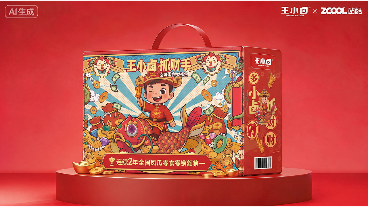 一爪捞万金-王小卤抓财手新年礼盒包装设计(图ZNDA5MDIzNjg4) - 包装 - 站酷设计师Z666259147原创素材 - 站酷ZCOOL