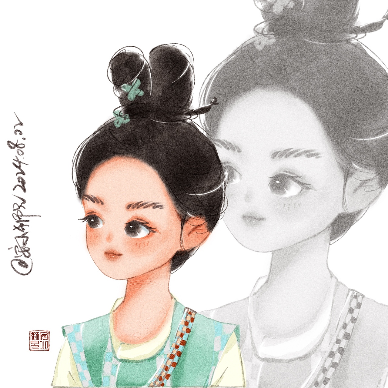 Q版古风人物插画练习（图ZNDA5MTMxMTQw） - 创作习作 - 站酷设计师安小狮兄原创素材 - 站酷ZCOOL