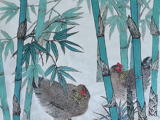 国画《竹荫野趣》