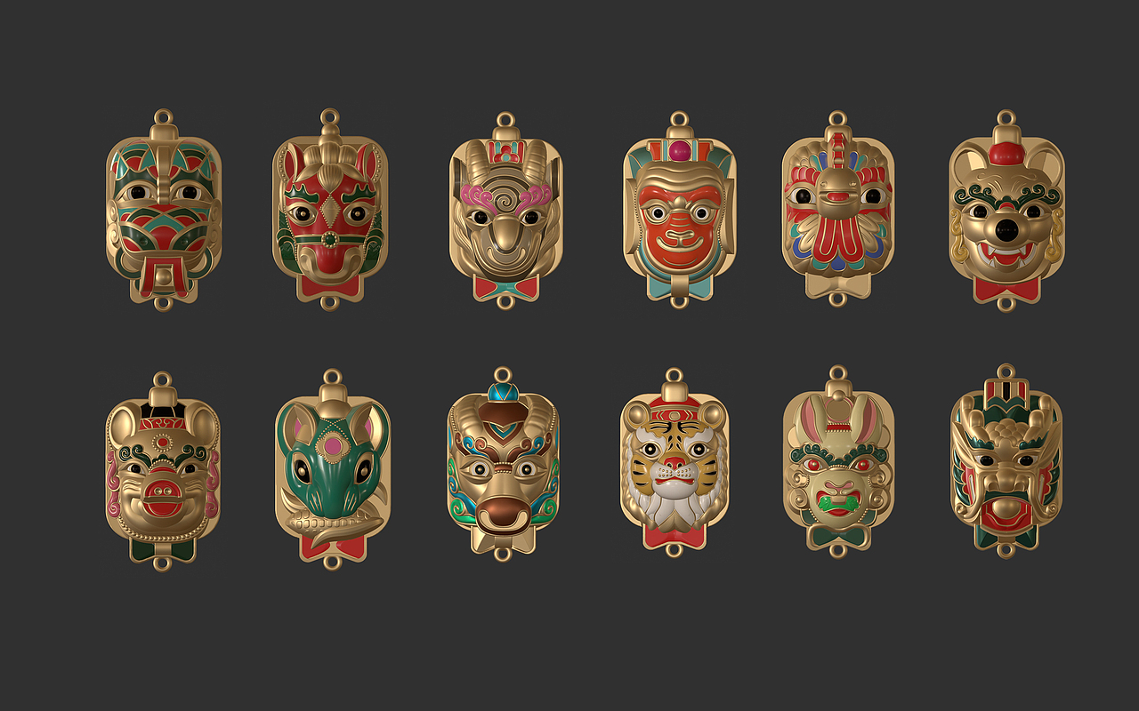 “中国好礼”生肖傩面具(NOMAD建模)合金挂饰(图ZNDA5MTgxNDQ0) - 产品 - 站酷设计师乾隆白菜原创素材 - 站酷ZCOOL
