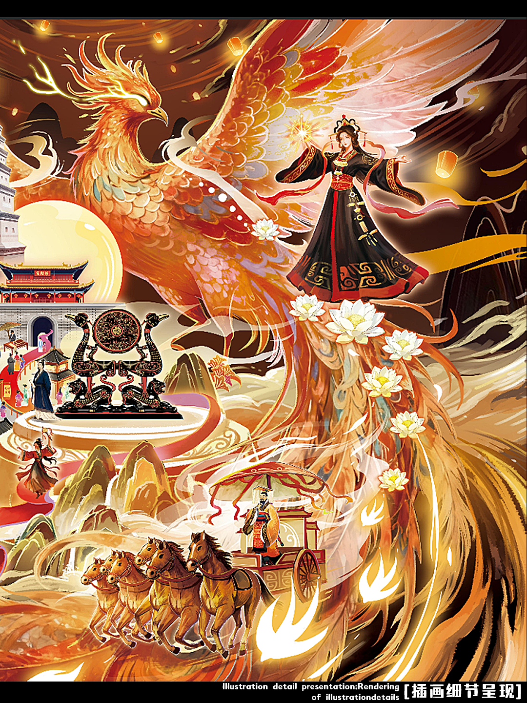 线稿到成图全过程！楚风国潮长卷直接封神🔥（图ZNDA5MjA3ODY4） - 商业插画 - 站酷设计师浪成仙原创素材 - 站酷ZCOOL