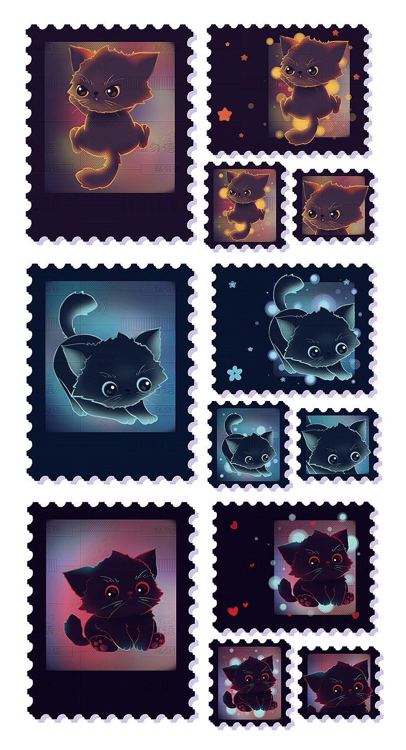 黑夜里的猫（图ZNDA5MjIzNjY4） - 商业插画 - 站酷设计师私勿语原创素材 - 站酷ZCOOL
