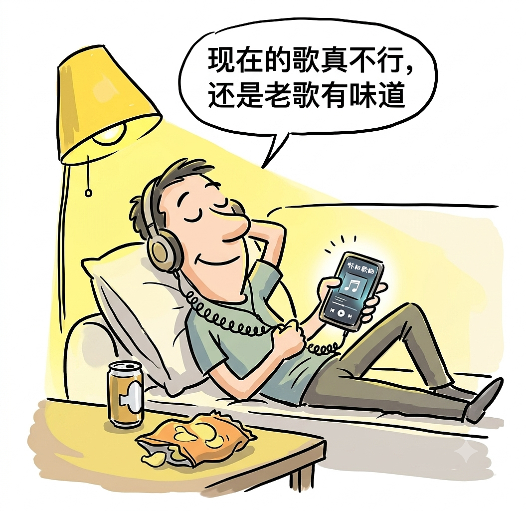 为什么30岁后只爱听老歌？科学说：恭喜你，老了（图ZNDA5Mjc3NjUy） - 中/长篇漫画 - 站酷设计师huashuoshi原创素材 - 站酷ZCOOL