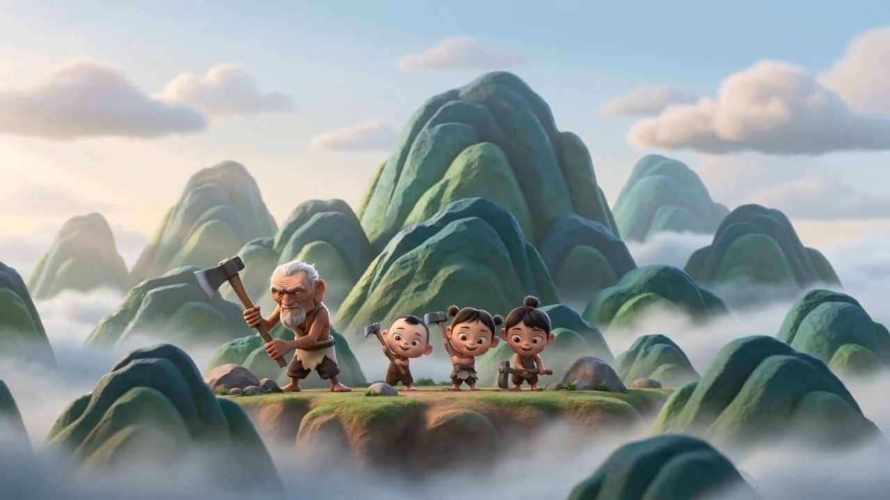 《新·愚公移山》(图ZNDA5MzE5Mzg0) - AI作品 - 站酷设计师喜洋洋的肚肚原创素材 - 站酷ZCOOL