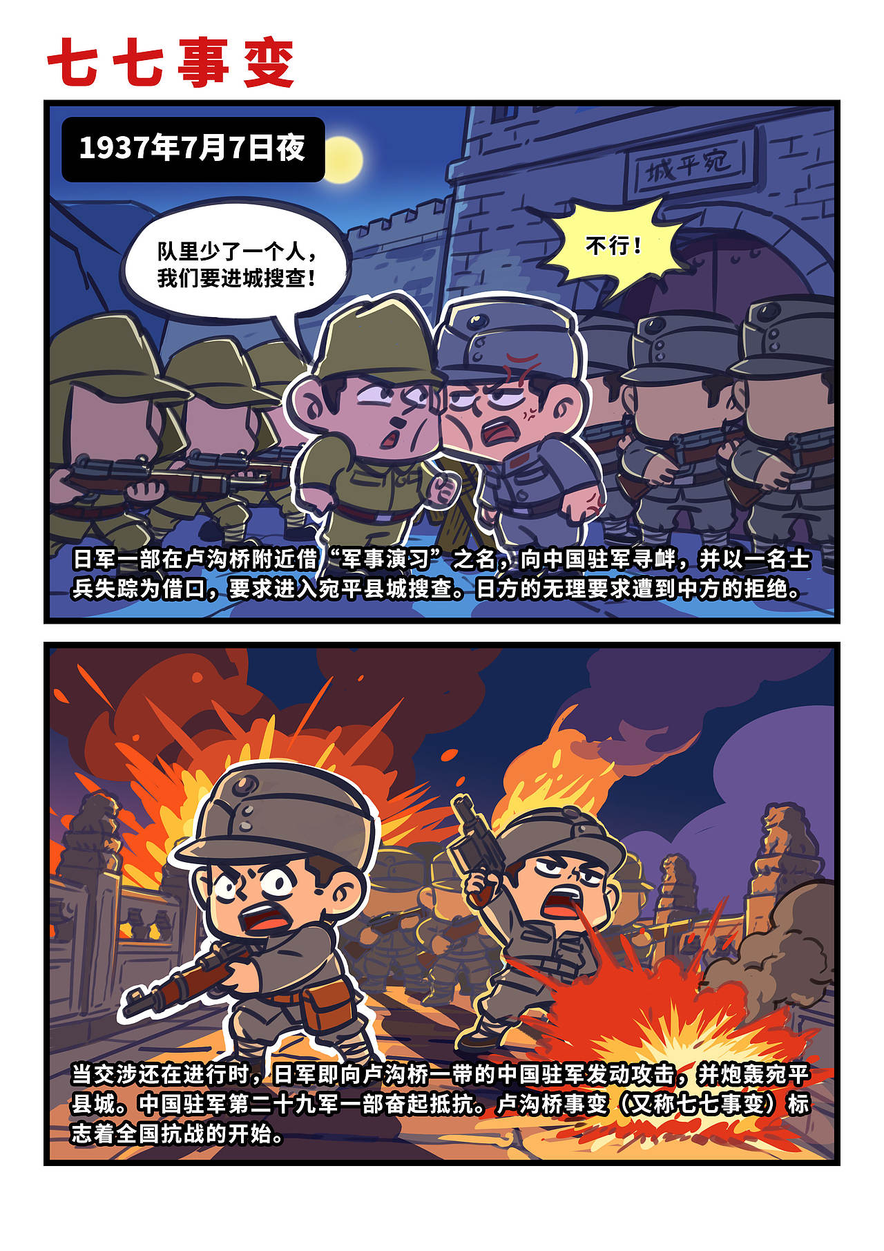 【宣传漫画】七七事变（图ZNDA5MzM0MzI0） - 短篇/格漫 - 站酷设计师8号的超子原创素材 - 站酷ZCOOL