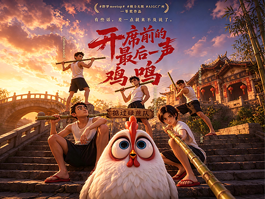 即梦mini黑客松一等奖《开席前的最后一声鸡鸣》