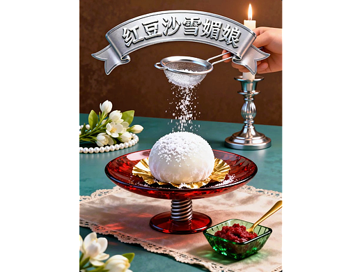 既梦AI设计创意红豆沙雪媚娘糕点美食海报AIGC既梦5.0