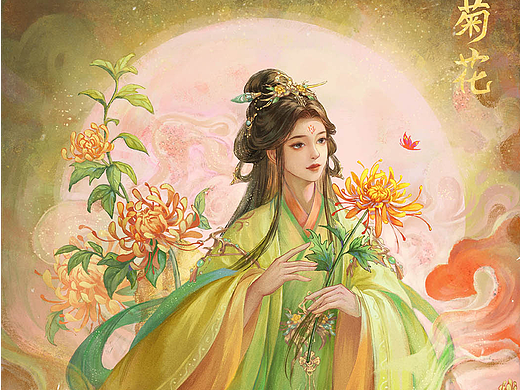 十二花拟人古风拟人原创插画