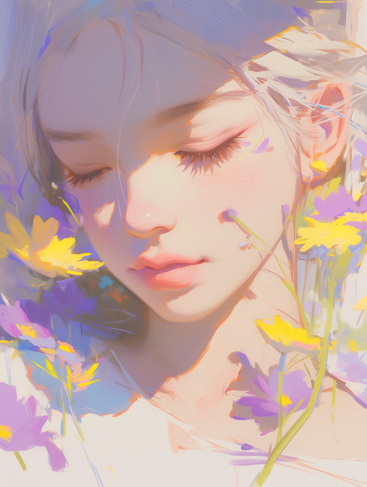 花系少女头像｜清新氛围插画（图ZNDA5NDE0ODI0） - 艺术插画 - 站酷设计师东山AGI原创素材 - 站酷ZCOOL