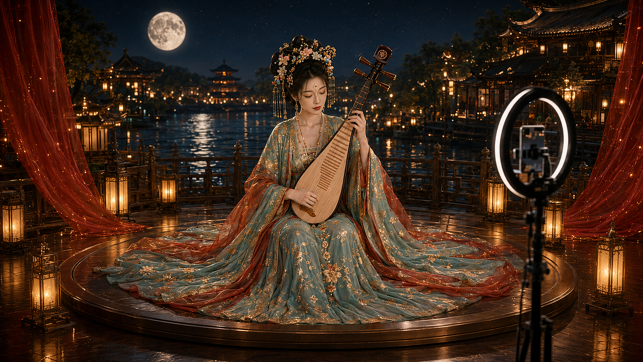 《10086个online时刻:大唐琵琶夜》(图ZNDA5NDE3NjA4) - AI作品 - 站酷设计师游离星X原创素材 - 站酷ZCOOL