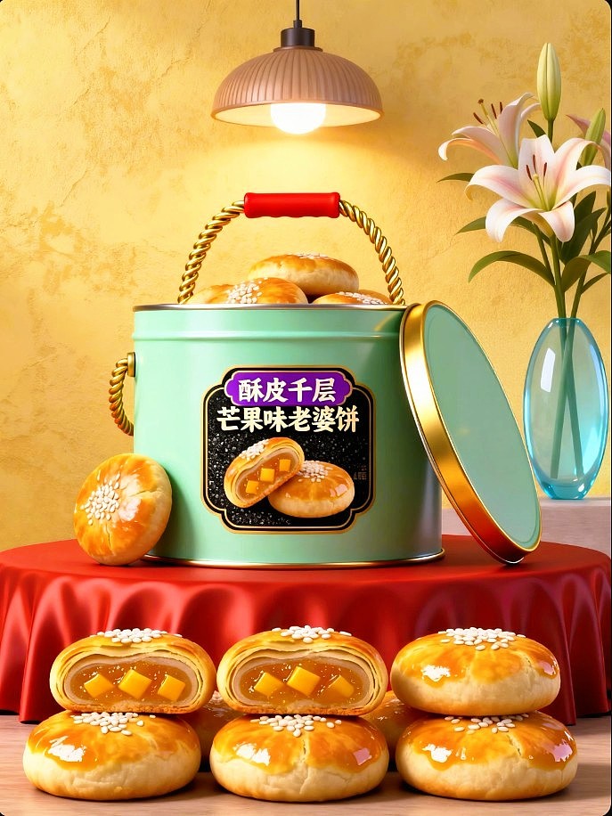 AIGC设计创意酥皮千层老婆饼包装设计海报提示词既梦AI(图ZNDA5NDMyNzI0) - 包装 - 站酷设计师风中的玫瑰耶原创素材 - 站酷ZCOOL