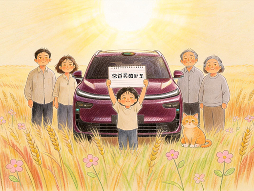 彩铅绘本｜爸爸买的新车家庭日记
