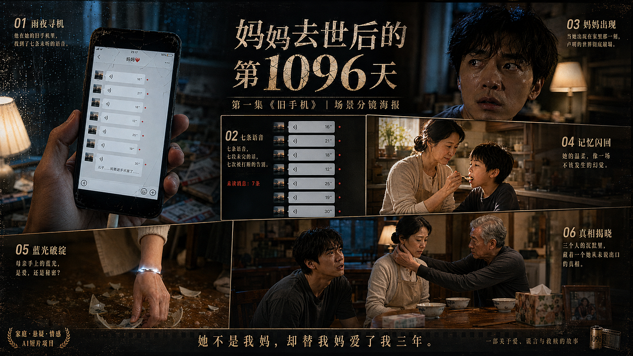 《妈妈去世后的第1096天》｜AI电影短片全案设计（图ZNDA5NTM3MTE2） - AI作品 - 站酷设计师钰欣1原创素材 - 站酷ZCOOL