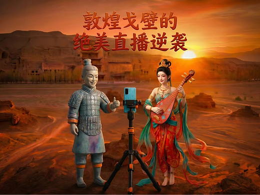 敦煌戈壁的绝美直播逆袭