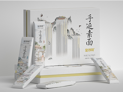 尚智×金沙河｜新中式礼盒挂面包装设计｜食品包装设计