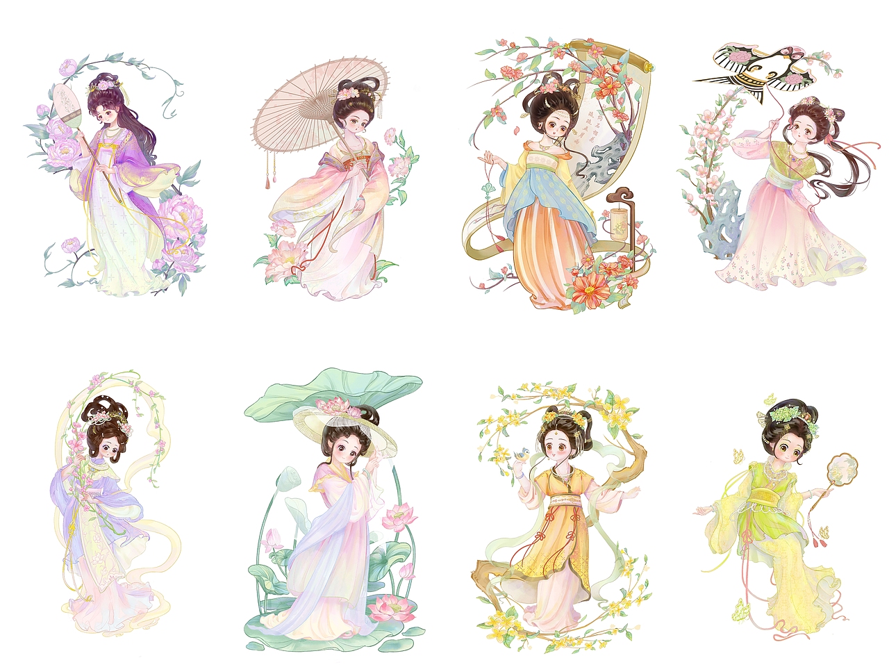 古风少女（图ZNDA5NTYyOTIw） - 商业插画 - 站酷设计师煎饼vv原创素材 - 站酷ZCOOL