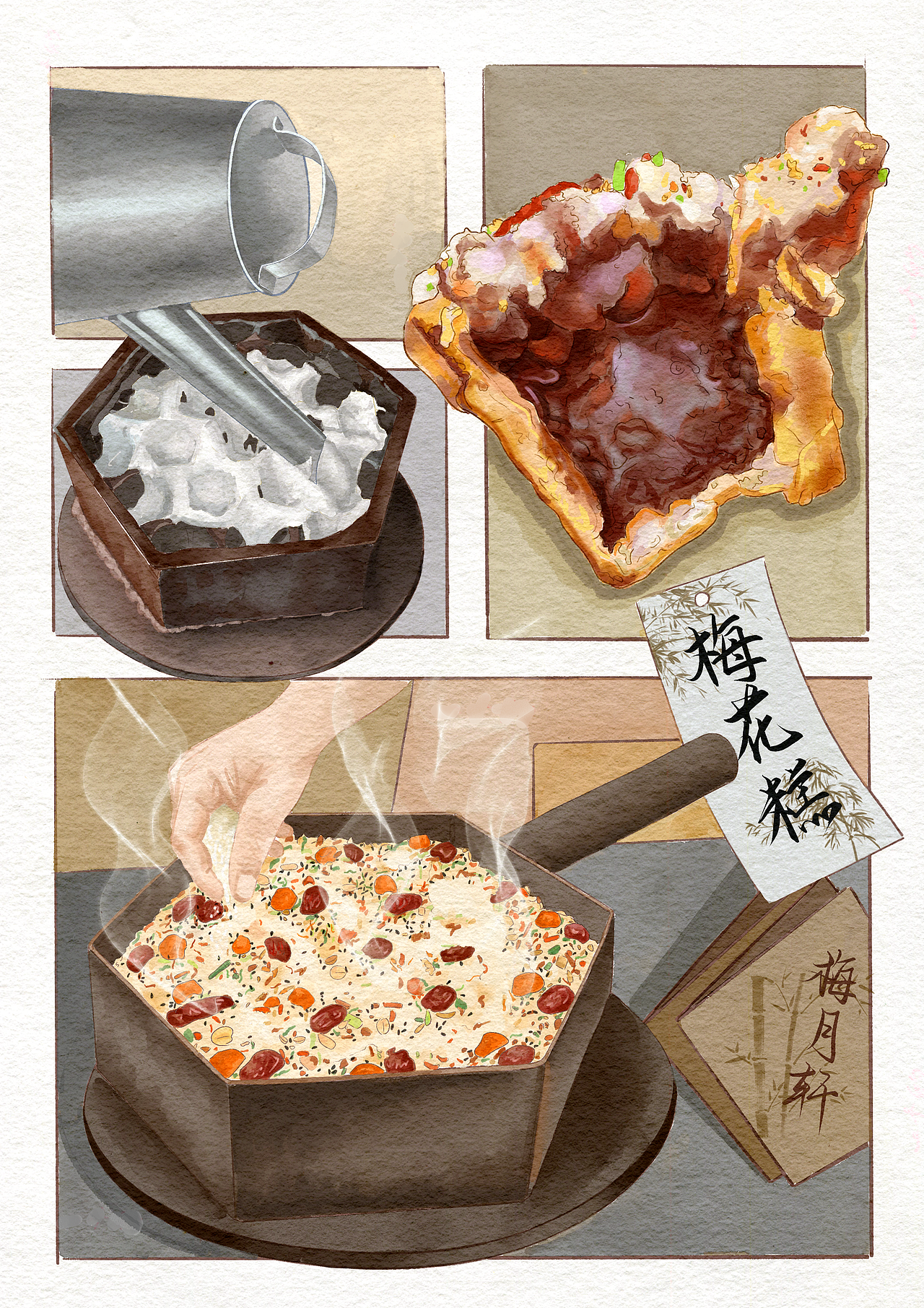 无锡特色小吃主题插画（可作明信片（图ZNDA5NTc3MzUy） - 创作习作 - 站酷设计师cocornut原创素材 - 站酷ZCOOL