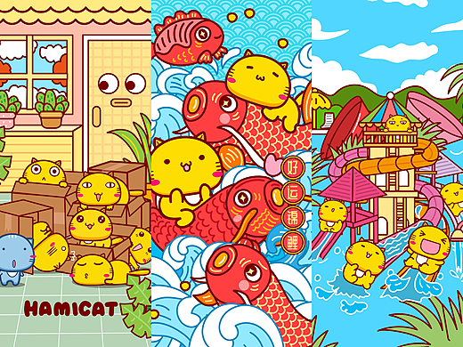 哈咪猫插画壁纸
