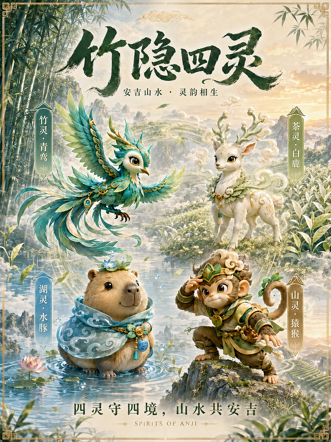 竹隐四灵·山水共安吉丨安吉城市山水IP形象设计(图ZNDA5NjgzNjY0) - IP形象 - 站酷设计师SVEN星原创素材 - 站酷ZCOOL