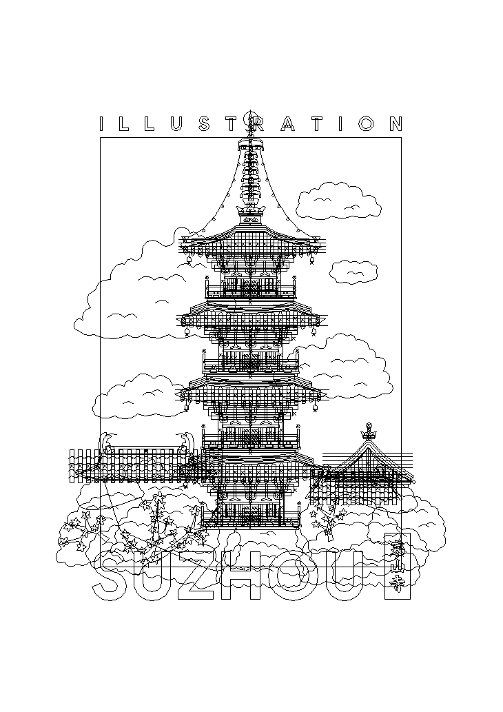 姑苏城外寒山寺（图ZNDA5NjkwOTc2） - 图案 - 站酷设计师奇怪yo原创素材 - 站酷ZCOOL