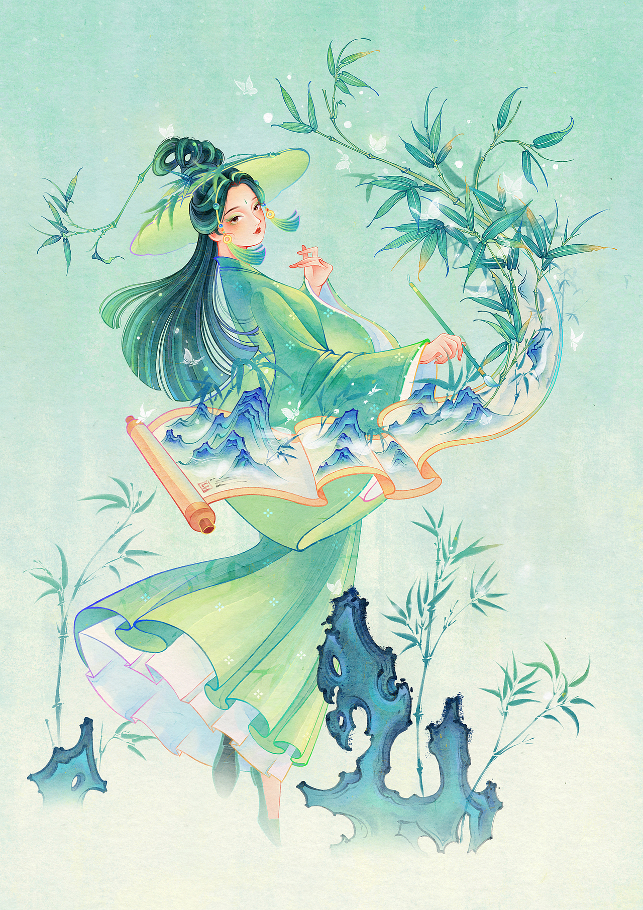 梅兰竹菊（图ZNDA5NzAyNTIw） - 艺术插画 - 站酷设计师穆盐原创素材 - 站酷ZCOOL