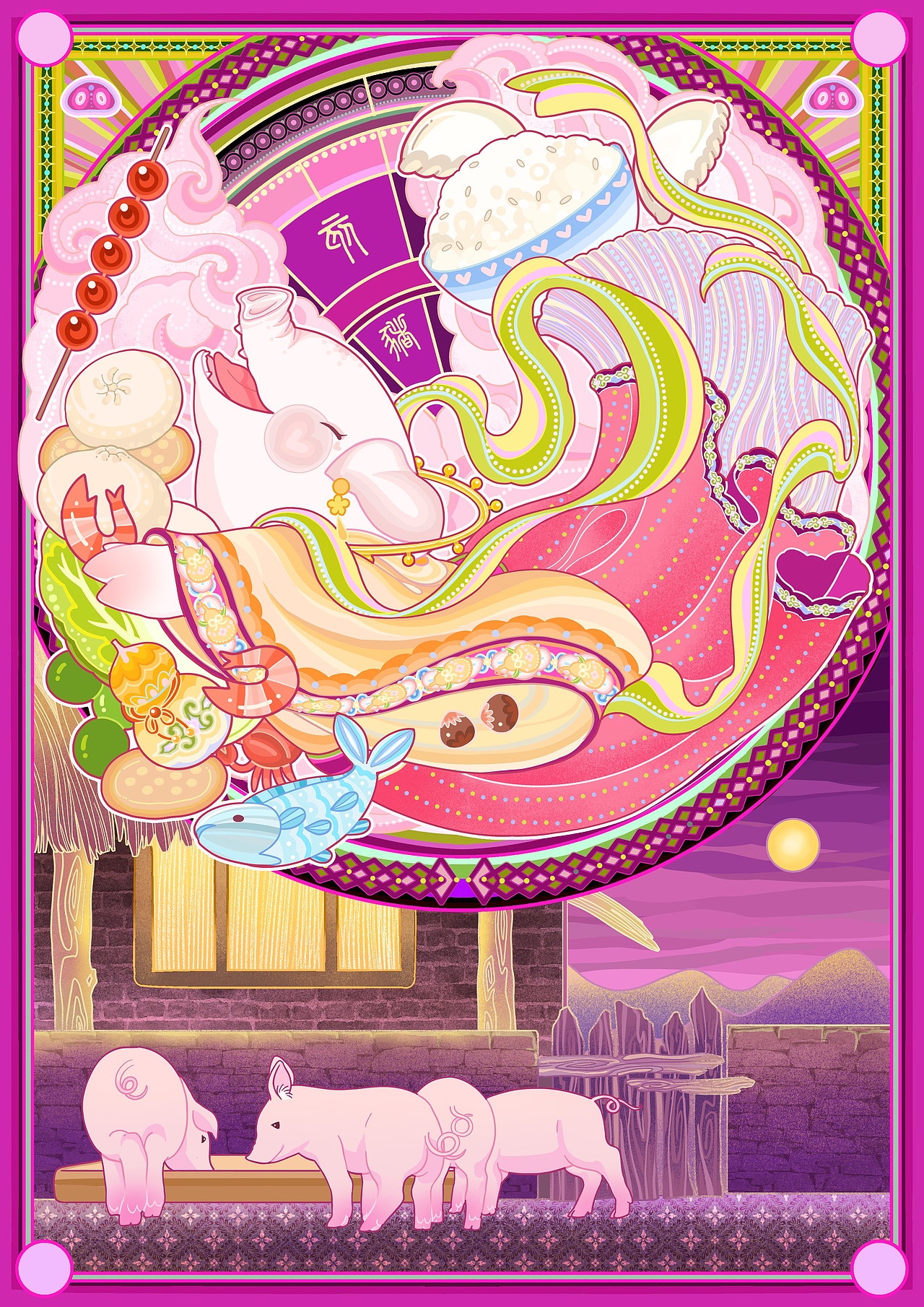 十二时辰生肖插画（图ZNDA5Nzk0ODAw） - 商业插画 - 站酷设计师胡桃水獭原创素材 - 站酷ZCOOL