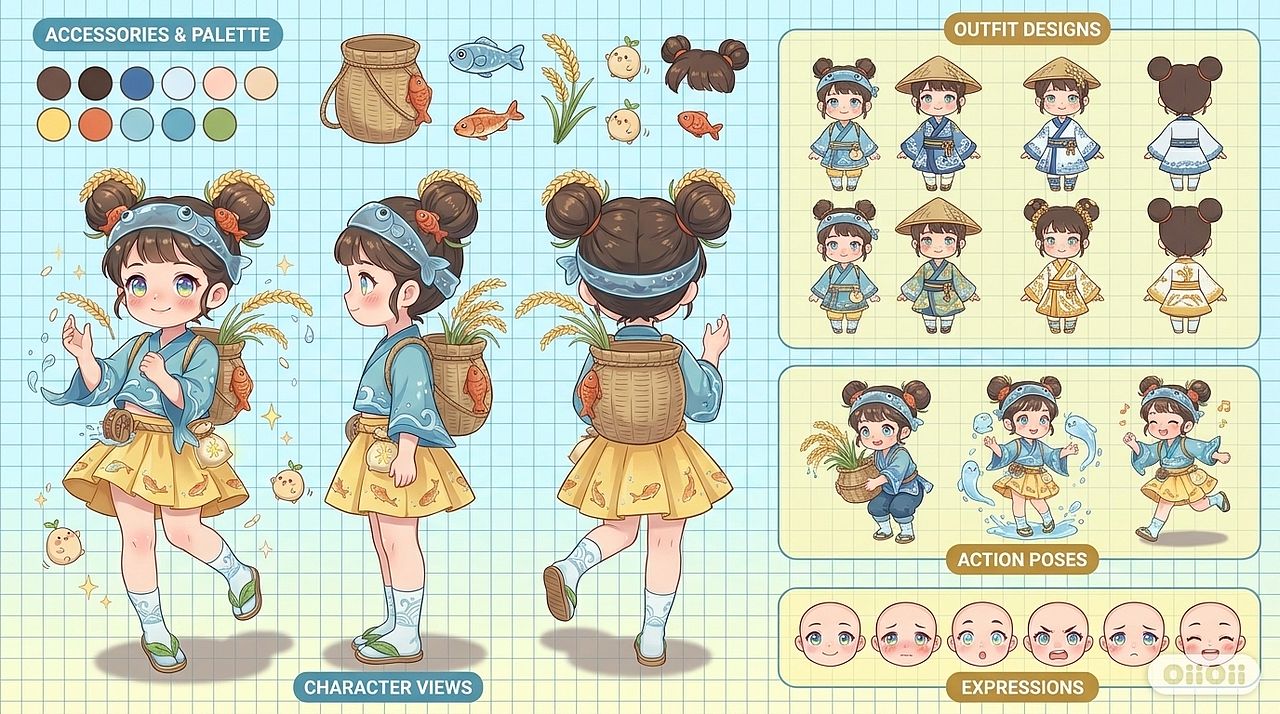 《小鱼禾的稻鱼奇遇》（图ZNDA5ODE3ODEy） - AI作品 - 站酷设计师Z769365518原创素材 - 站酷ZCOOL