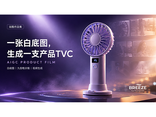 一张白底图生成一支产品TVC-手持小风扇