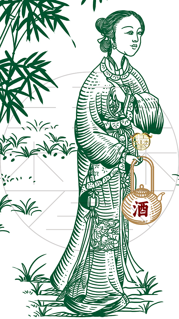 中秋仕女宴饮图版画设计/酒包装插画设计(图ZNDA5ODMwNjI4) - 商业插画 - 站酷设计师鲲鹏设计插画汪攀原创素材 - 站酷ZCOOL
