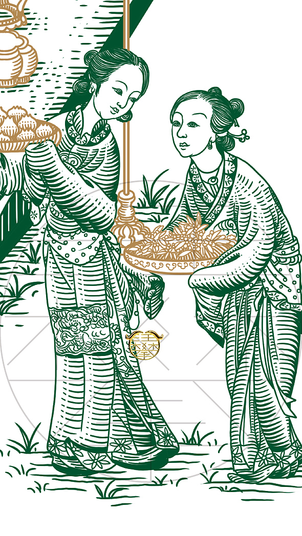 中秋仕女宴饮图版画设计/酒包装插画设计(图ZNDA5ODMwNjQw) - 商业插画 - 站酷设计师鲲鹏设计插画汪攀原创素材 - 站酷ZCOOL