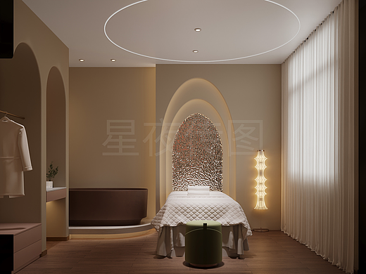 奶油侘寂 SPA 美容院包间全套方案