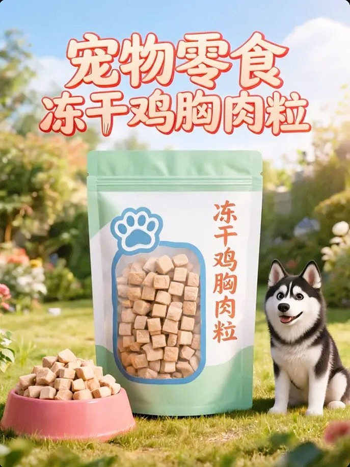 既梦AI设计宠物零食冻干鸡胸肉粒包装海报带提示词AIGC(图ZNDA5ODgwNzM2) - 包装 - 站酷设计师风中的玫瑰耶原创素材 - 站酷ZCOOL