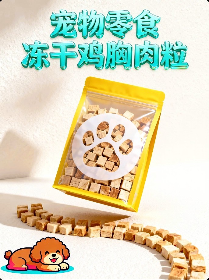 既梦AI设计宠物零食冻干鸡胸肉粒包装海报带提示词AIGC(图ZNDA5ODgxNDc2) - 包装 - 站酷设计师风中的玫瑰耶原创素材 - 站酷ZCOOL