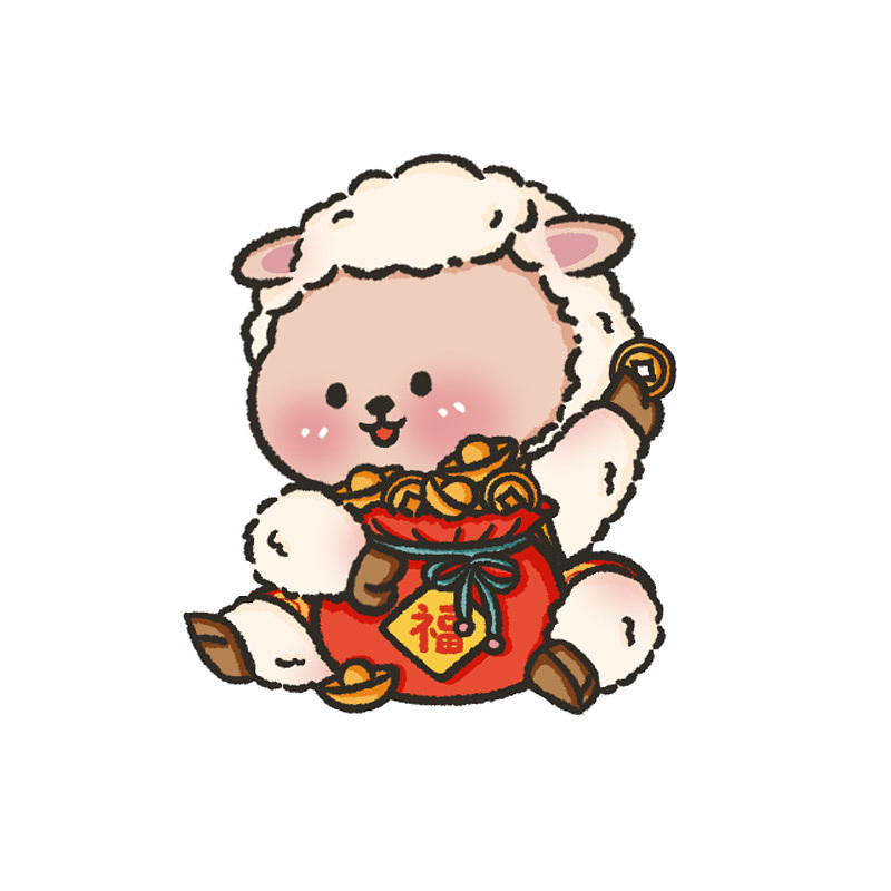 2027新年暴富小羊 | 可爱卡通简约手绘插画 @大猫JOJO（图ZNDA5OTEwMTY4） - 商业插画 - 站酷设计师大猫JOJO原创素材 - 站酷ZCOOL