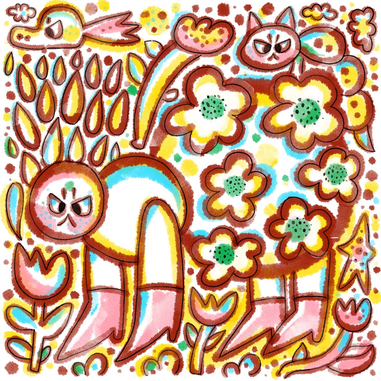 摇滚郁金香和他的暴躁朋友们（图ZNDA5OTU3MDUy） - 新锐潮流插画 - 站酷设计师虫小猛猛原创素材 - 站酷ZCOOL