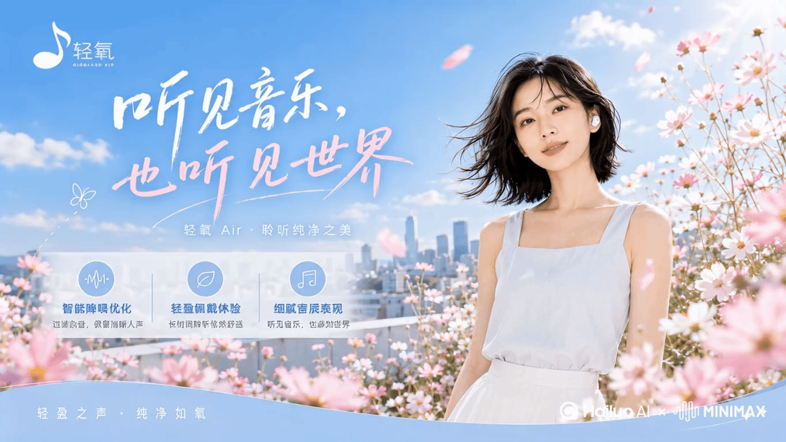 《听见音乐,也听见世界》|轻氧 AIGC 商业广告全案(图ZNDEwMDA2Nzg4) - AI作品 - 站酷设计师钰欣1原创素材 - 站酷ZCOOL