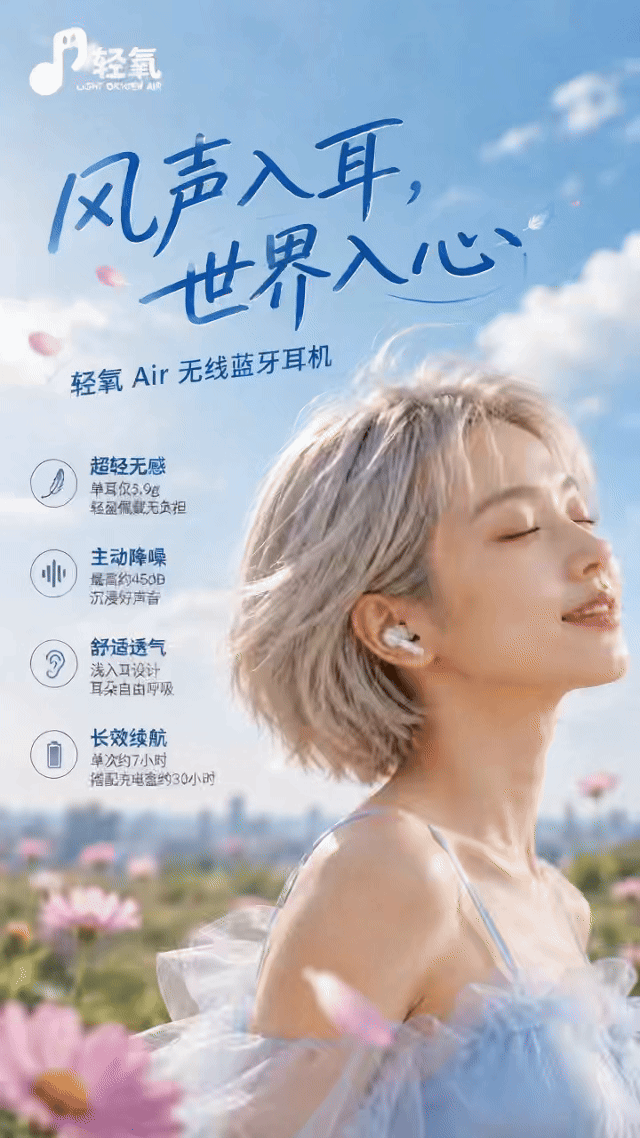《轻氧 Air》无线蓝牙耳机|TVC广告片全案设计(图ZNDEwMDEyODI0) - AI作品 - 站酷设计师SunnyOct原创素材 - 站酷ZCOOL