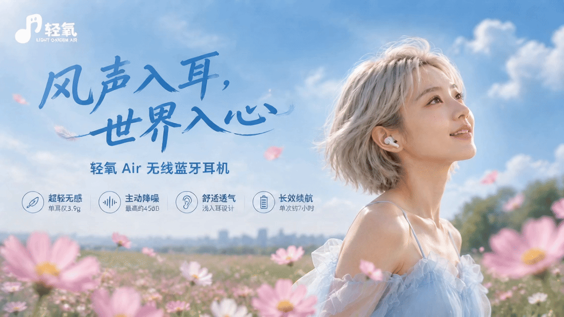 《轻氧 Air》无线蓝牙耳机|TVC广告片全案设计(图ZNDEwMDE1MDQ4) - AI作品 - 站酷设计师SunnyOct原创素材 - 站酷ZCOOL
